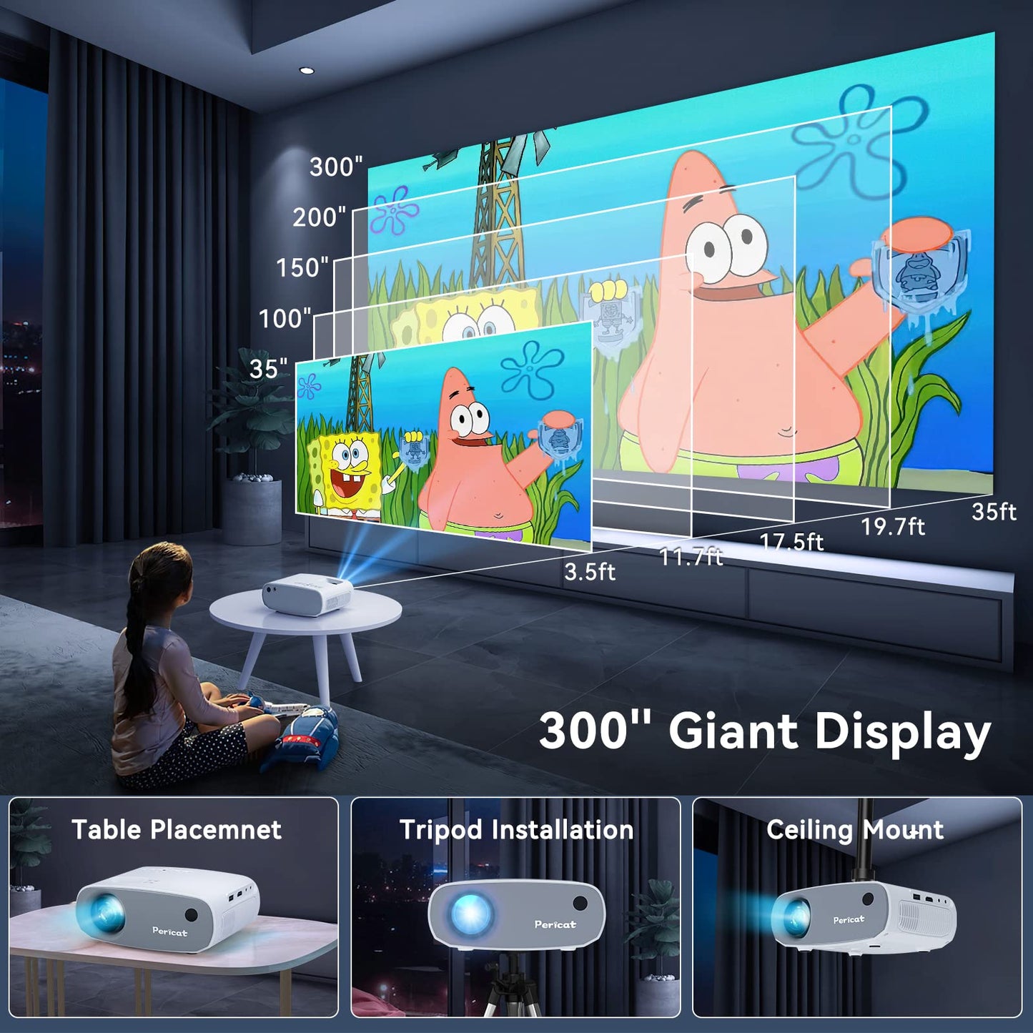 【2023年の進化版スーパーコンパクト・超軽量】プロジェクター、小型9200ルーメン、家庭用5GWIFI、ネイティブ解像度1080P、4K対応、Bluetooth 5.0、ズーム機能、360度回転可能、天井取り付け対応、家庭用プロジェクター、300インチ大画面、内蔵HIFIスピーカー、スマートフォン/タブレット/PC/テレビスティック/PS4/PS5/DVDプレーヤーなどに対応(グレー)