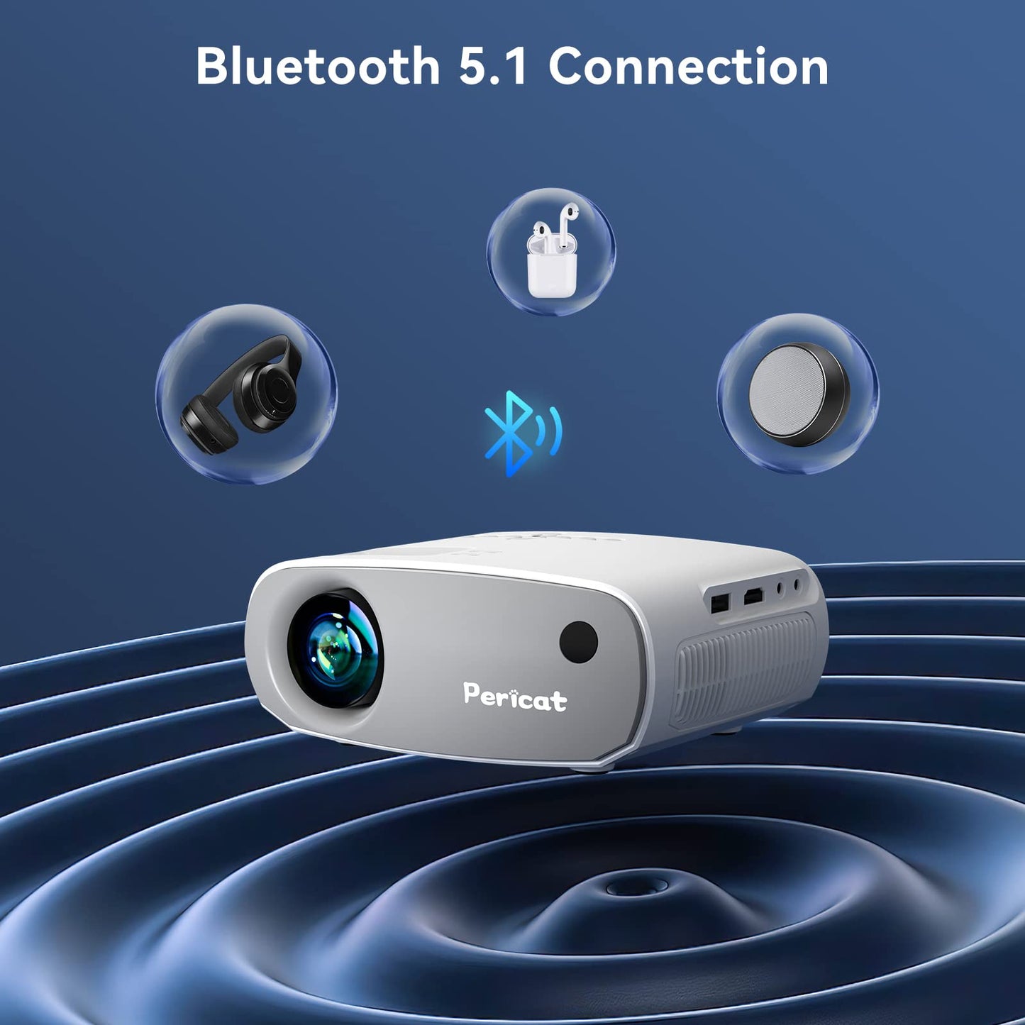 【2023年の進化版スーパーコンパクト・超軽量】プロジェクター、小型9200ルーメン、家庭用5GWIFI、ネイティブ解像度1080P、4K対応、Bluetooth 5.0、ズーム機能、360度回転可能、天井取り付け対応、家庭用プロジェクター、300インチ大画面、内蔵HIFIスピーカー、スマートフォン/タブレット/PC/テレビスティック/PS4/PS5/DVDプレーヤーなどに対応(グレー)