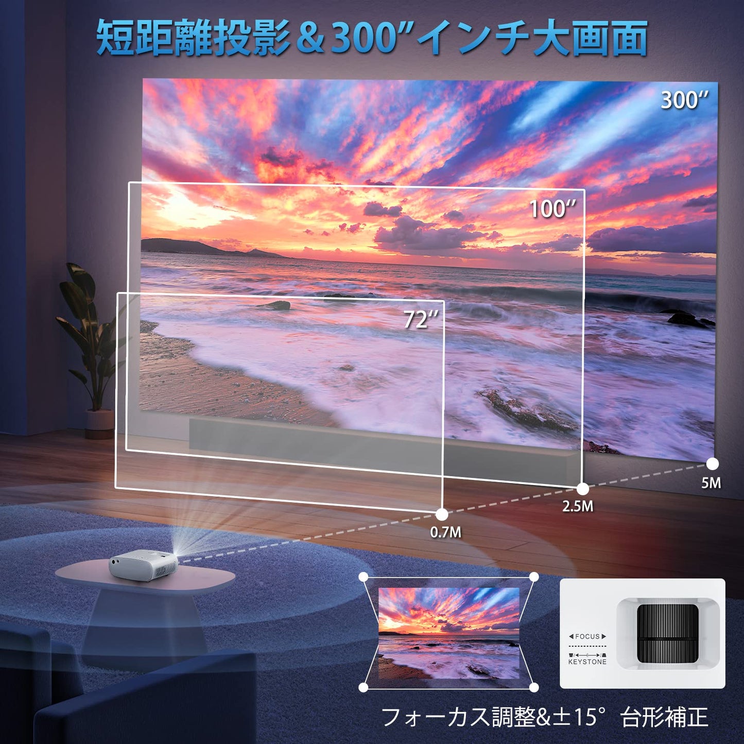 【新登場&超小型&ガチ画質】 プロジェクター 小型 11000lm 家庭用 5GWIFI 1080Pネイティブ解像度 4K対応 Bluetooth搭載 短距離投影ホームシアター ミニプロジェクター ズーム機能 天井投影 ホームプロジェクター 投影仪 スマホ画面共有 300インチ大画面 HIFIスピーカー内蔵 スマホ/パソコン/TV Stick/PS5/DVDプレヤーなど接続 2年保証 (ホワイト)